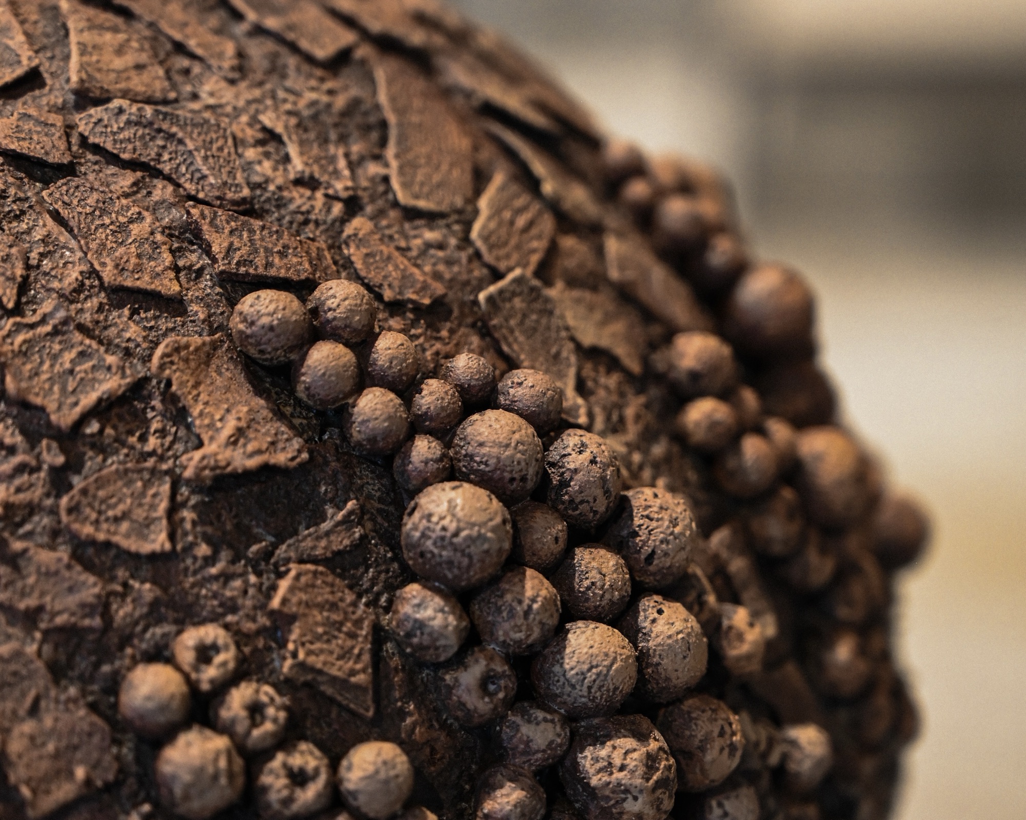 Handmade textured vase with biomorphic design and earthy tones from the Terrac Spheria collection