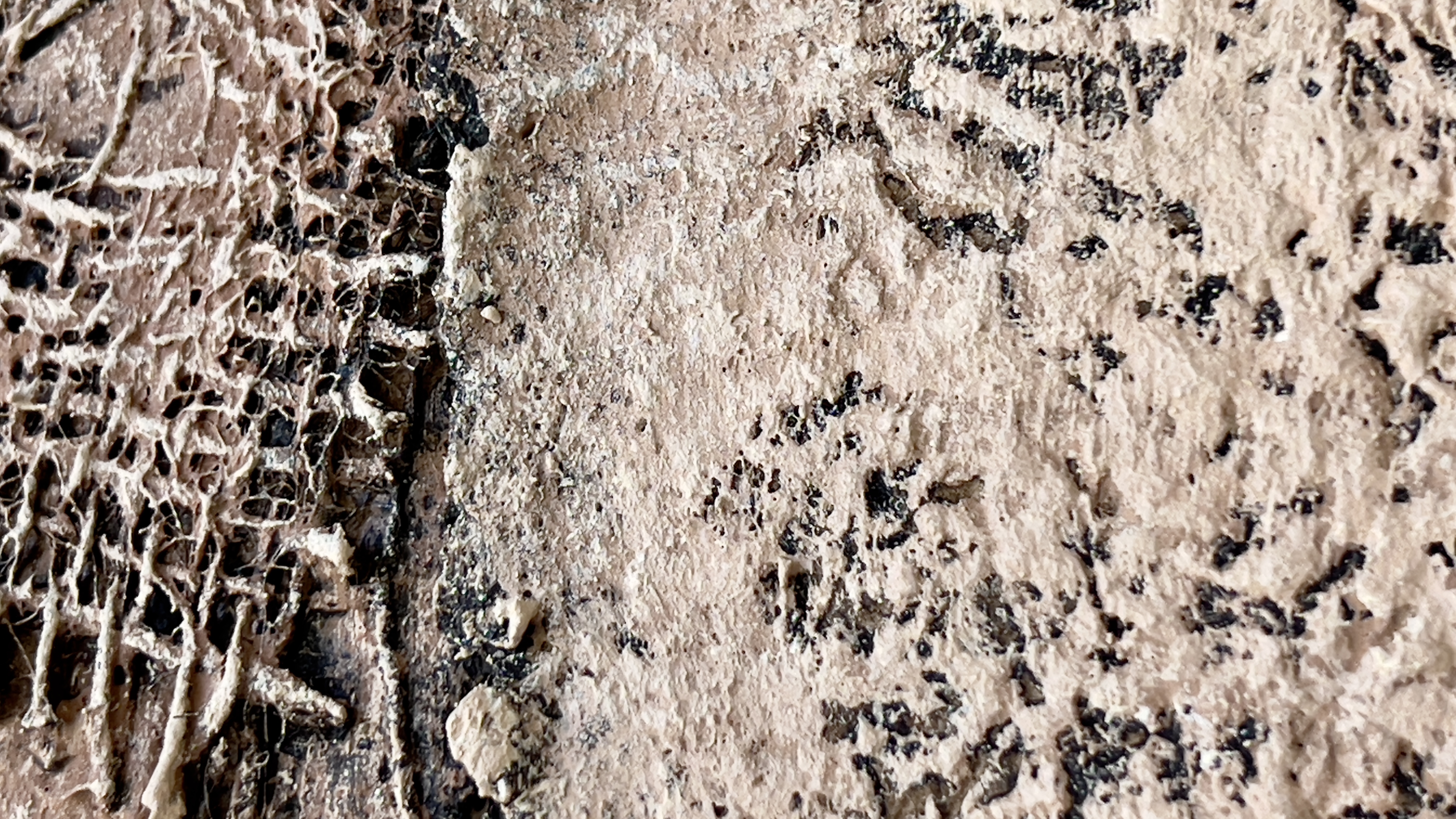 Textured artwork from Pieces to Hold collection – sculptural surface rich in silence and story.